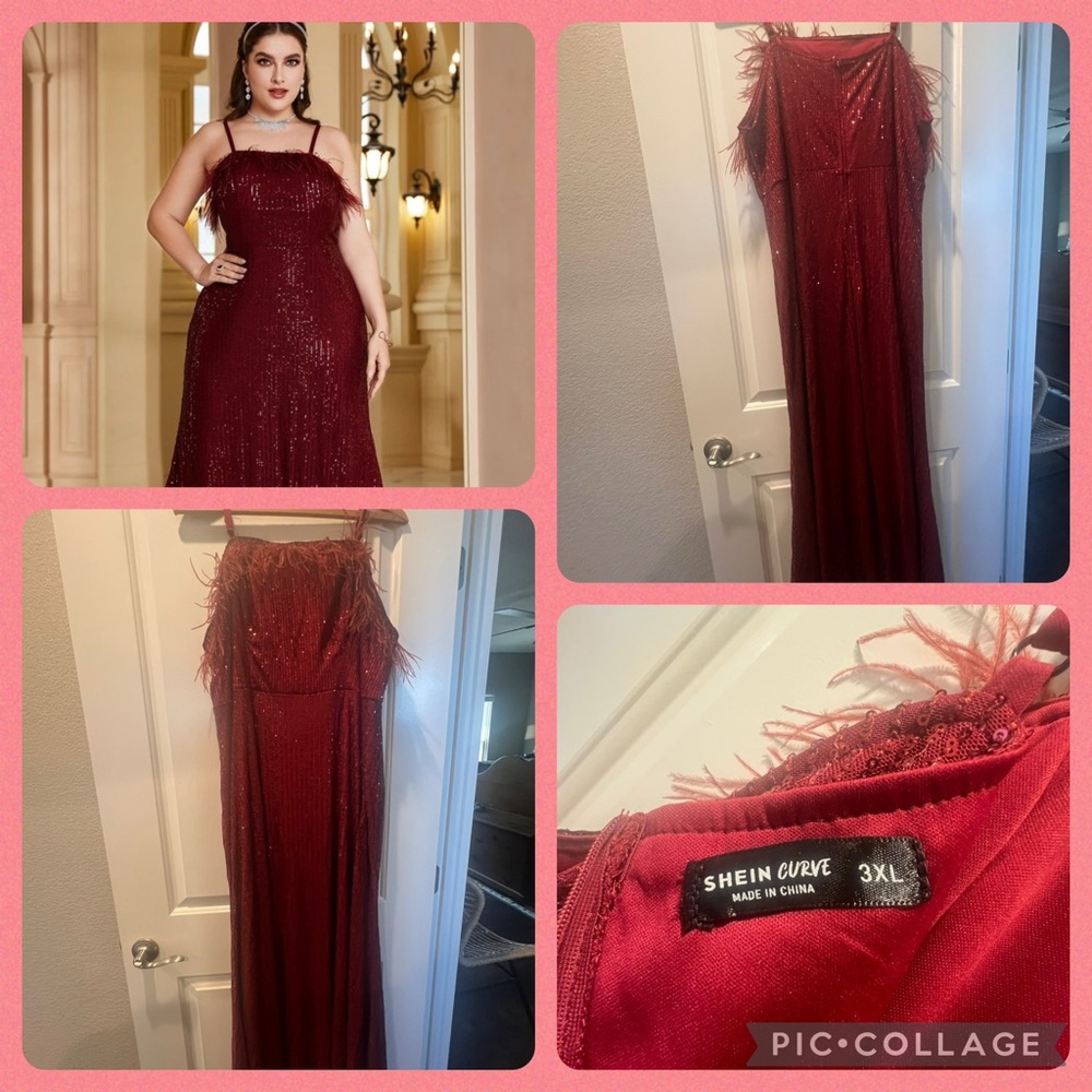 SHEIN curve red sparkly dress new